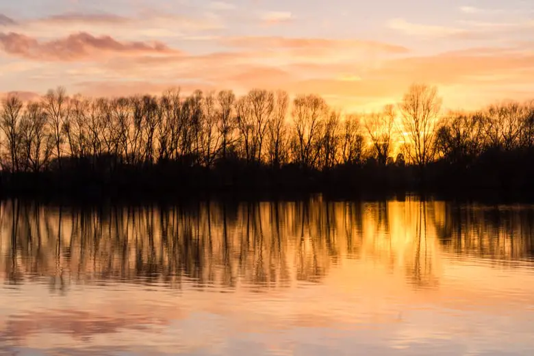 Walks in and around St Ives, Cambridgeshire - sunset by the Lagoon, St Ives Lakes Fishery