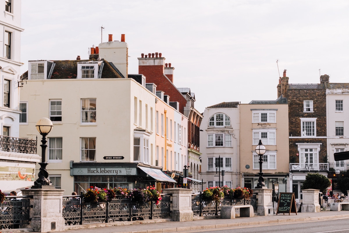 View of the colourful buildings in Margate - walk from Margate to Broadstairs