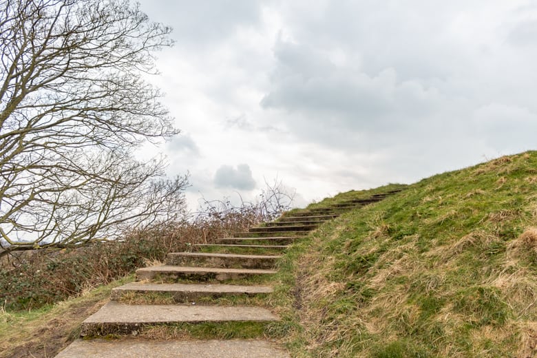 Free things to do in Cambridge - stairs leading to the top of the Castle Hill, Cambridge